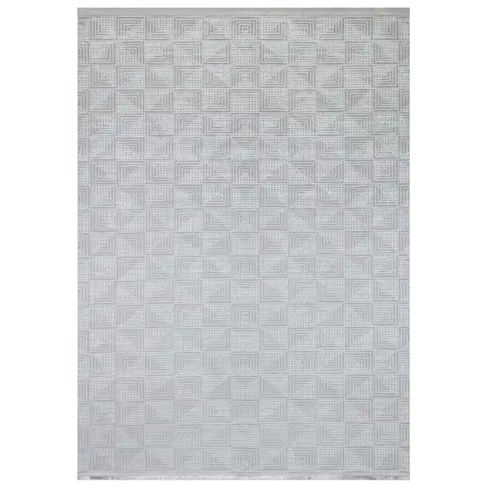 New Novart 2039 Beyaz Dekoratif Modern Kaymaz Tabanlı Makine Halısı ✄