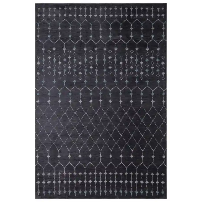 Otantik 3002 Antrasit Dekoratif Modern Kaymaz Tabanlı Makinede Yıkanabilir Halı Kilim
