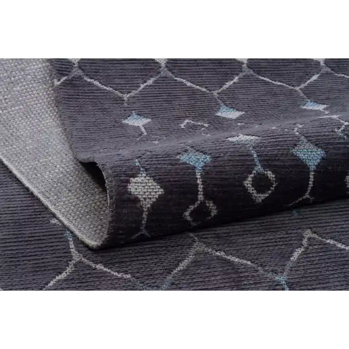 Otantik 3002 Antrasit Dekoratif Modern Kaymaz Tabanlı Makinede Yıkanabilir Halı Kilim