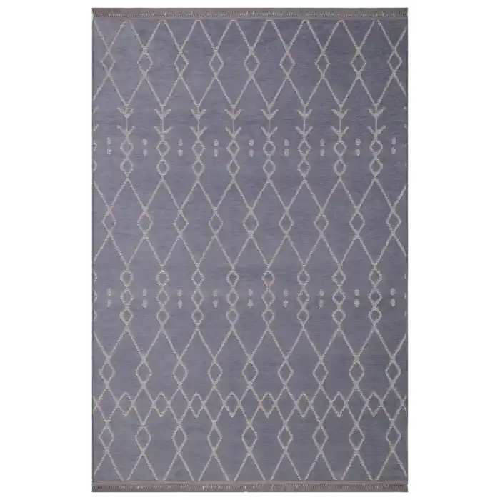 Otantik 3003 Gri Dekoratif Modern Kaymaz Tabanlı Makinede Yıkanabilir Halı Kilim