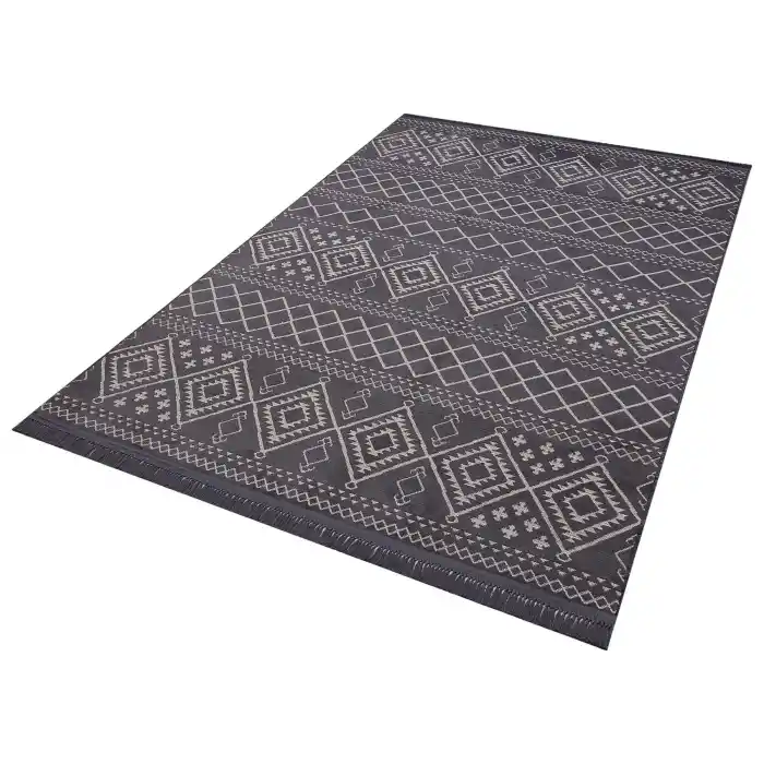 Otantik 3005 Antrasit Dekoratif Modern Kaymaz Tabanlı Makinede Yıkanabilir Halı Kilim