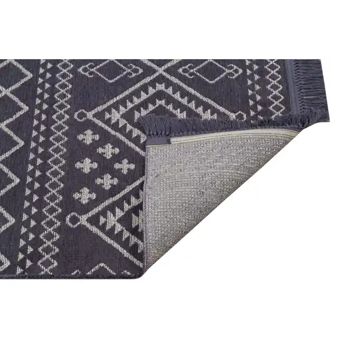 Otantik 3005 Antrasit Dekoratif Modern Kaymaz Tabanlı Makinede Yıkanabilir Halı Kilim