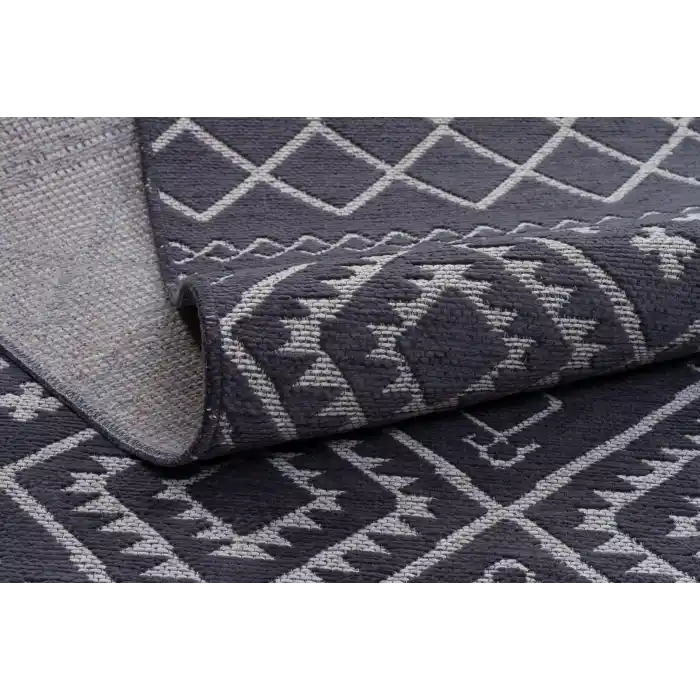 Otantik 3005 Antrasit Dekoratif Modern Kaymaz Tabanlı Makinede Yıkanabilir Halı Kilim