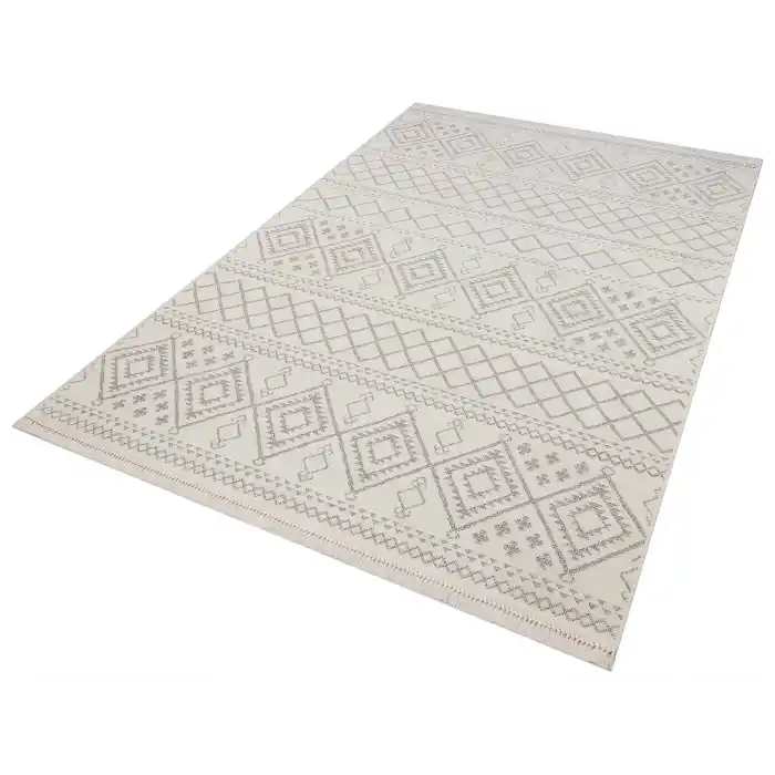 Otantik 3006 Krem Dekoratif Modern Kaymaz Tabanlı Makinede Yıkanabilir Halı Kilim