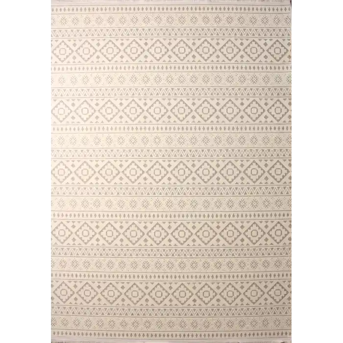 Otantik-FX 5953-19 Krem Dekoratif Modern Kaymaz Tabanlı Makinede Yıkanabilir Halı Kilim