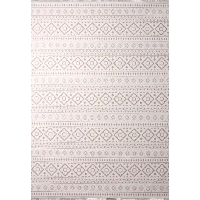 Otantik-FX 5953-21 Krem Dekoratif Modern Kaymaz Tabanlı Makinede Yıkanabilir Halı Kilim