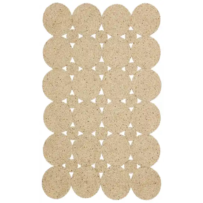 Patna PTN 01 Natural Jüt Hasır Görünümlü Hav Toz Vermez Dekoratif Örgü Halı