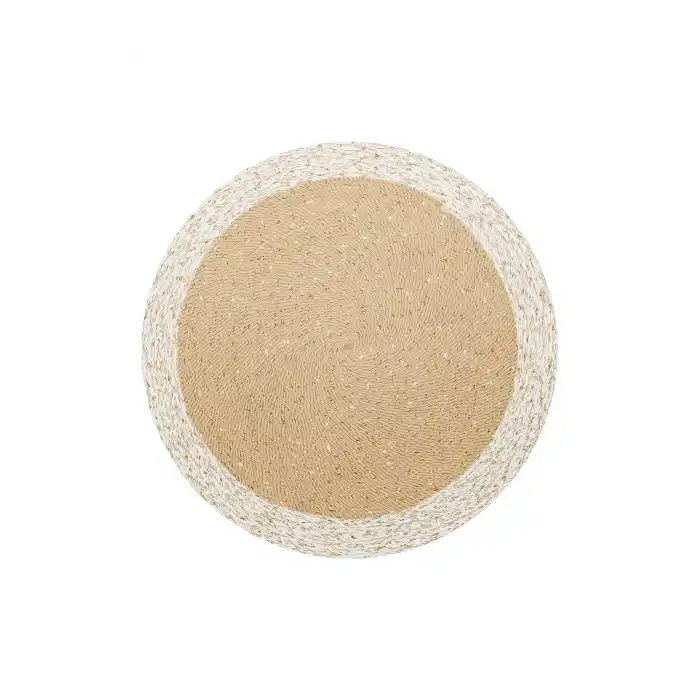 Patna PTN 02 Natural White Jüt Hasır Görünümlü Hav Toz Vermez Dekoratif Örgü Halı