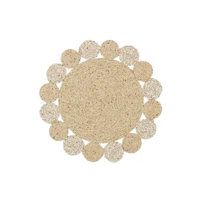 Patna PTN 03 Natural White Jüt Hasır Görünümlü Hav Toz Vermez Dekoratif Örgü Halı