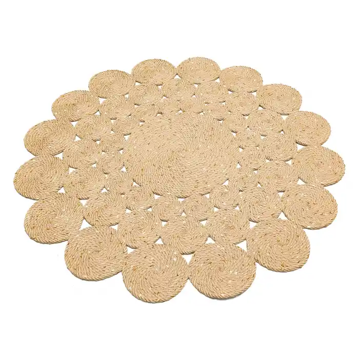 Patna PTN 07 Natural Jüt Hasır Görünümlü Hav Toz Vermez Dekoratif Örgü Halı