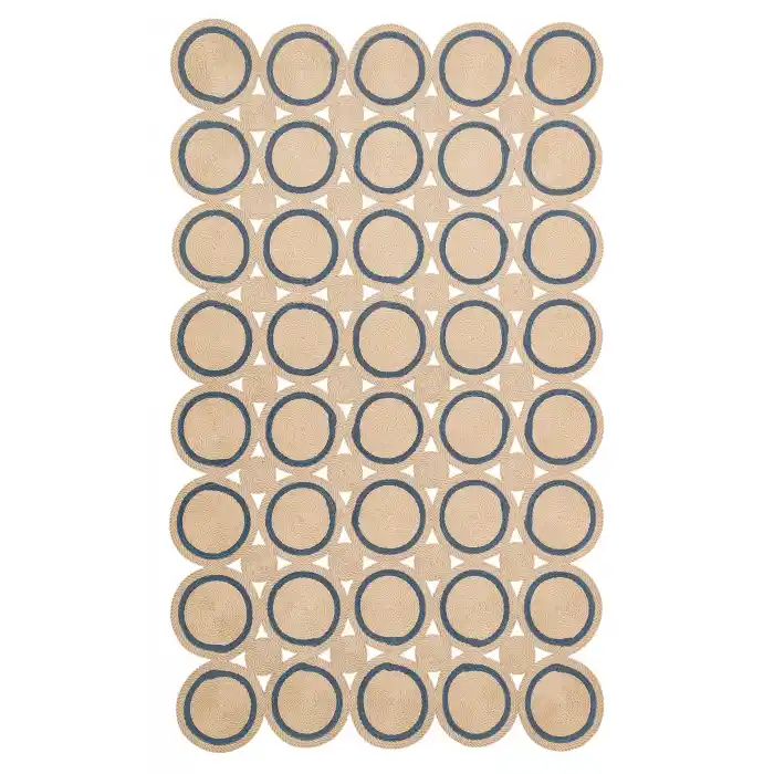 Patna PTN 01 Natural Navy Jüt Hasır Görünümlü Hav Toz Vermez Dekoratif Örgü Halı