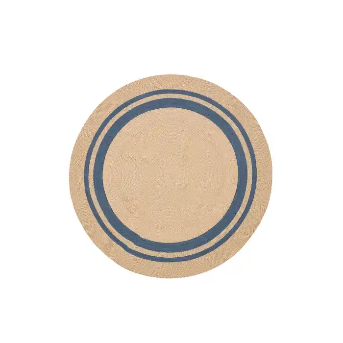 Patna PTN 06 Natural Navy Jüt Hasır Görünümlü Hav Toz Vermez Dekoratif Örgü Halı