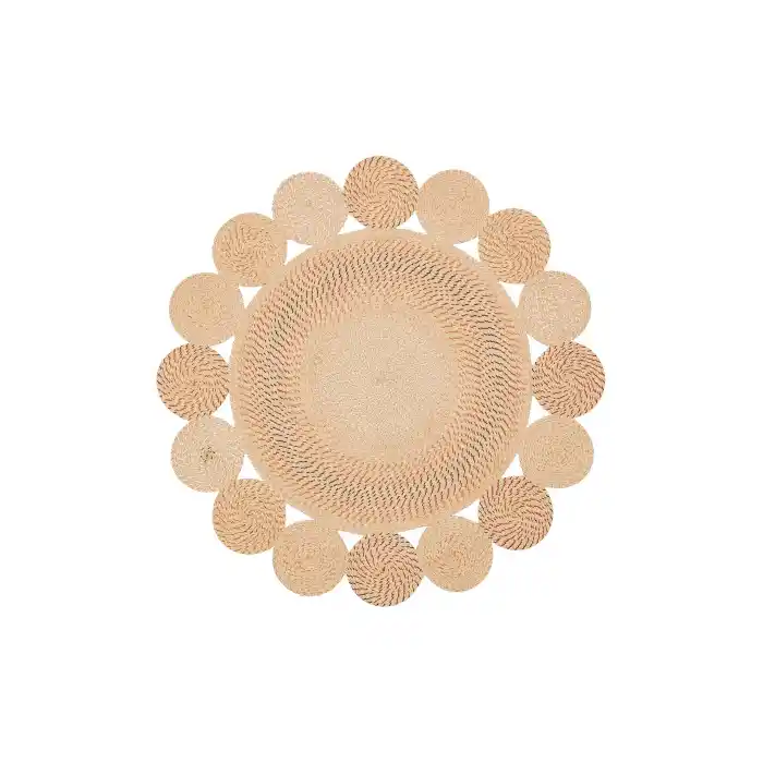 Patna PTN 17 Terra Yuvarlak Jüt Hasır Görünümlü Hav Toz Vermez Dekoratif Örgü Halı