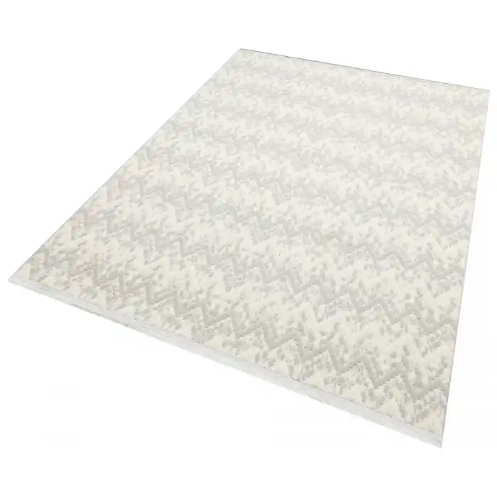 Rabbit 103 Gri Beyaz Makinede Yıkanabilir Yumuşak Dokulu Dekoratif Kaymaz Tabanlı Makine Halısı