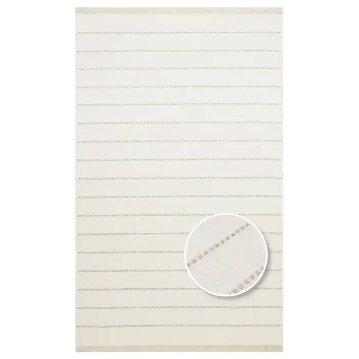 Riva Rv 03 Cream Beige Makinede Yıkanabilir Kaymaz Tabanlı Pamuk Kilim