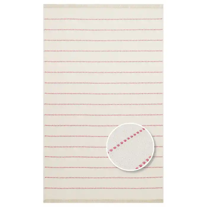 Riva Rv 03 Cream Pink Makinede Yıkanabilir Kaymaz Tabanlı Pamuk Kilim