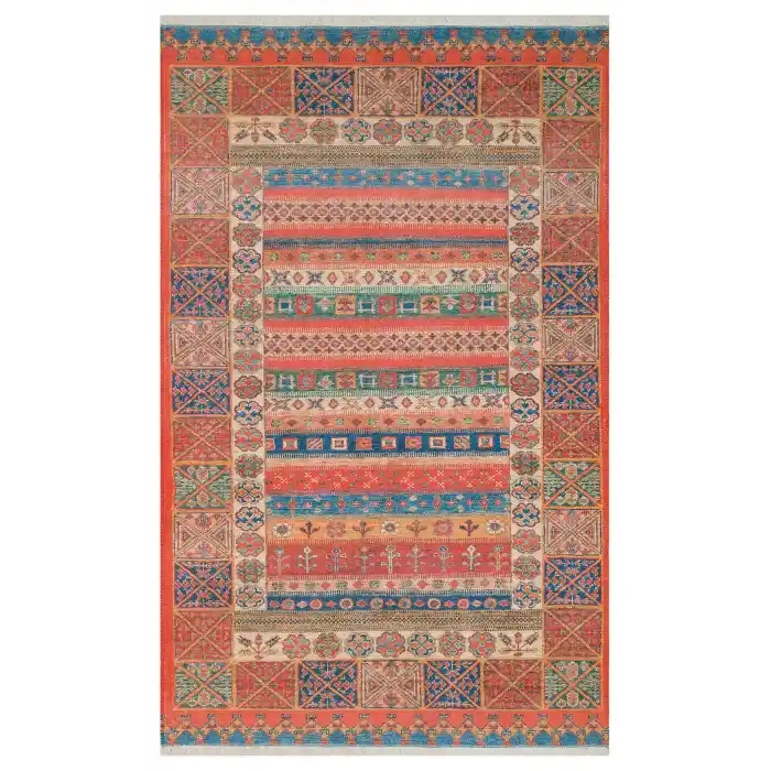 Ruby RB 02 Multy Yıkanabilir Kolay Kullanımlı Modern ve Geleneksel Desenlere Sahip Renkli Kilim