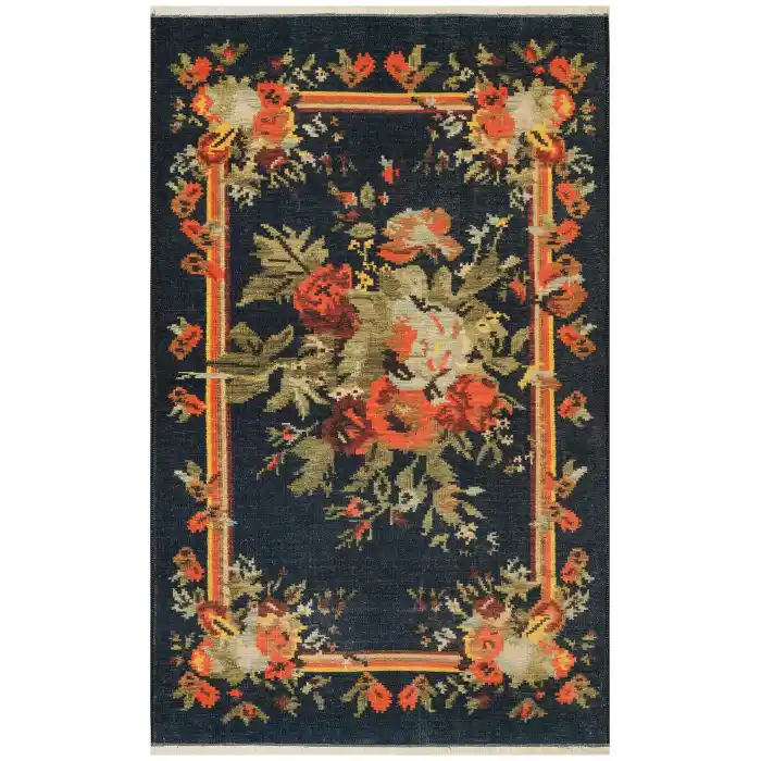 Ruby RB 04 Antrasit Yıkanabilir Kolay Kullanımlı Modern ve Geleneksel Desenlere Sahip Renkli Kilim