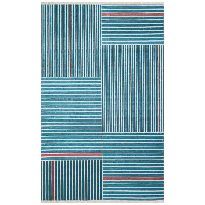 Ruby RB 08 Blue Yıkanabilir Kolay Kullanımlı Modern ve Geleneksel Desenlere Sahip Renkli Kilim