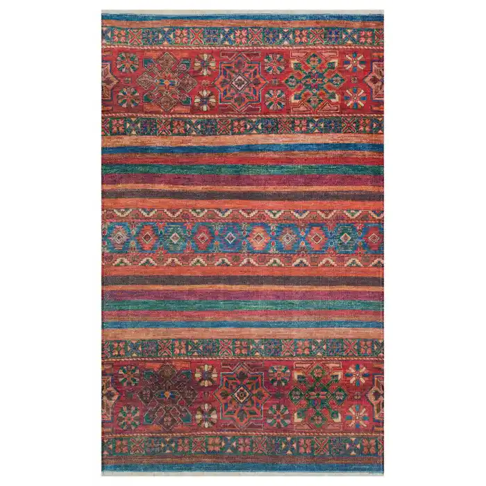 Ruby RB 09 Multy Yıkanabilir Kolay Kullanımlı Modern ve Geleneksel Desenlere Sahip Renkli Kilim