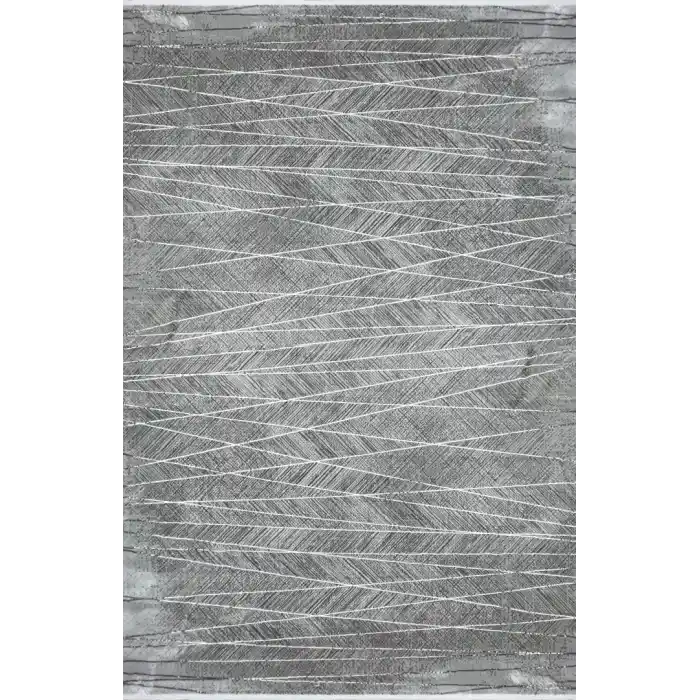 Runner RUN-3 Gri Modern Dekoratif Makine Halısı