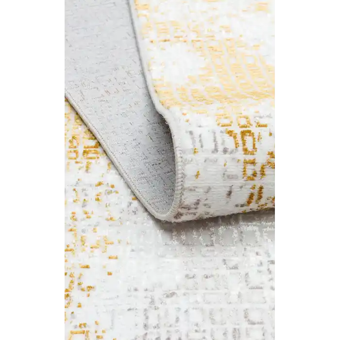 SATEEN HALI 0814 Yıkanabilir Kaymaz Tabanlı Hav Vermez Sık Dokuma Modern Halı