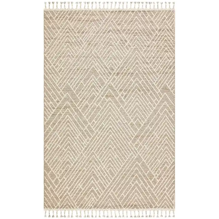 Soho Sh 12 Beige Hav Vermeyen Özel Ipler Ile Üretilen Etnik Örgü Desenlere Sahip Makine Halısı