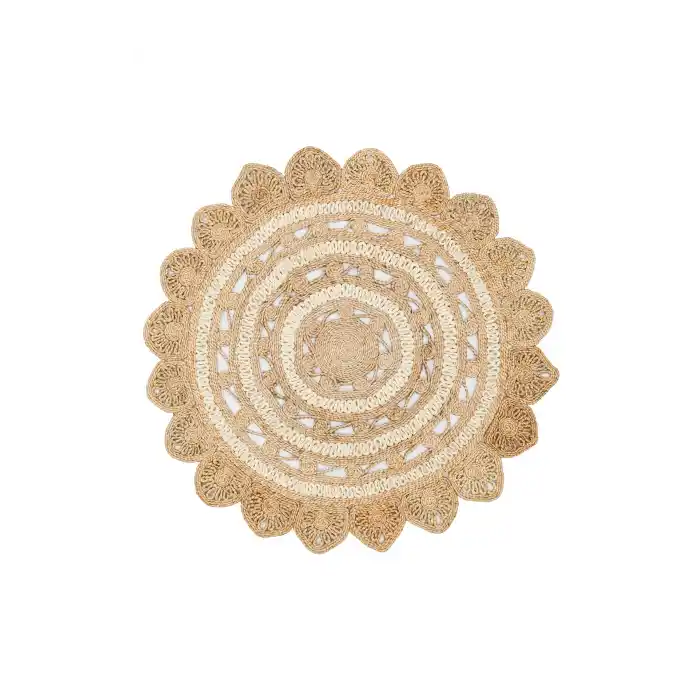 Solo Jüt 105 Natural White Yuvarlak El Dokuma Flatweave Naturel Jüt Hasır Halı