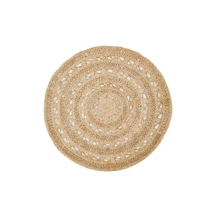 Solo Jüt 106 Dhurrie XW Yuvarlak El Dokuma Flatweave Naturel Jüt Hasır Halı