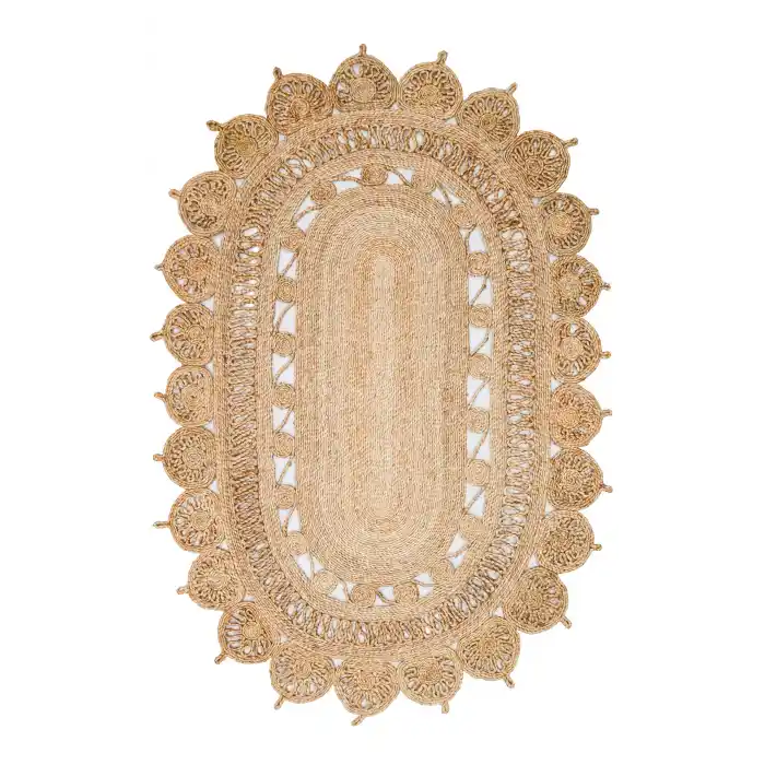 Solo Jüt 109 Natural XW Oval El Dokuma Flatweave Naturel Jüt Hasır Halı