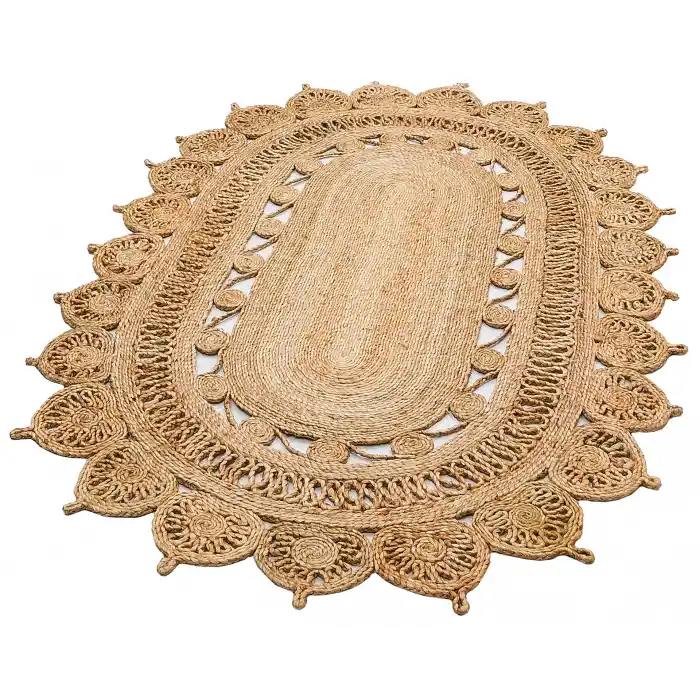 Solo Jüt 109 Natural XW Oval El Dokuma Flatweave Naturel Jüt Hasır Halı