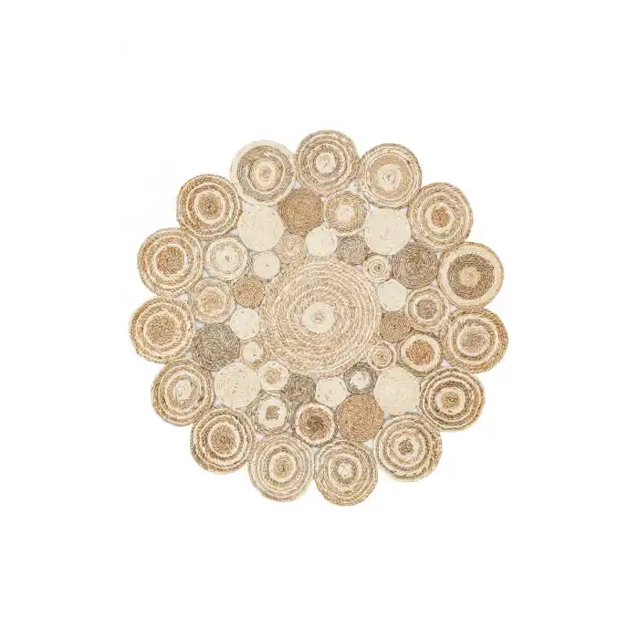 Solo Jüt 111 White Multy XW Yuvarlak El Dokuma Flatweave Naturel Jüt Hasır Halı