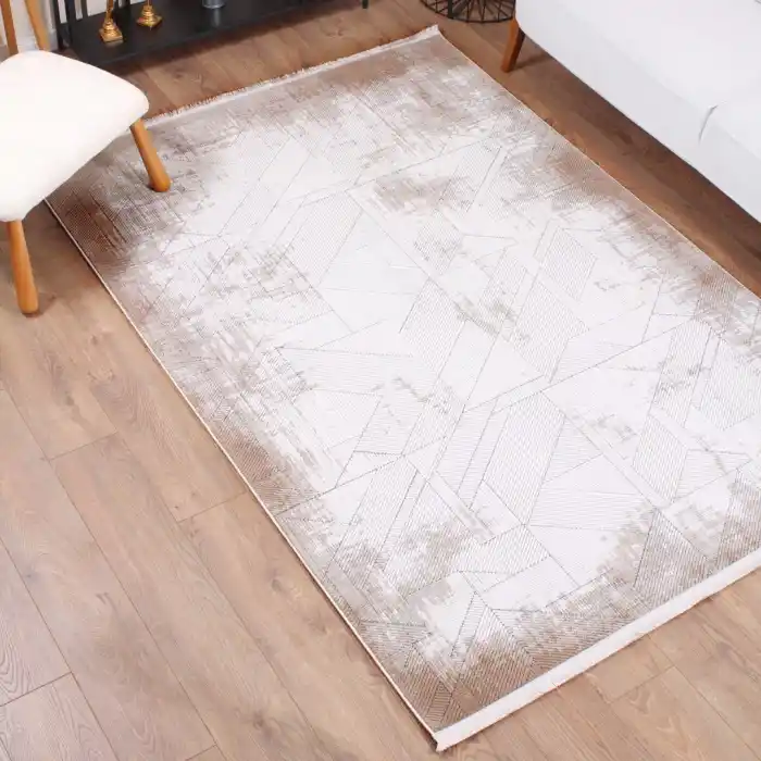 Stone ST-5 Krem Kahve Modern Desen Dekoratif Halı