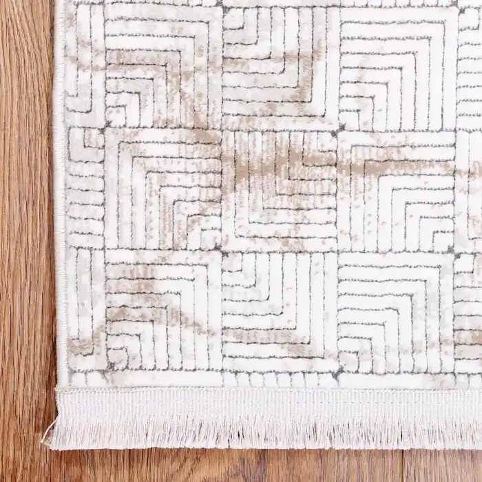 Stone ST-7 Krem Kahve Modern Desen Dekoratif Halı