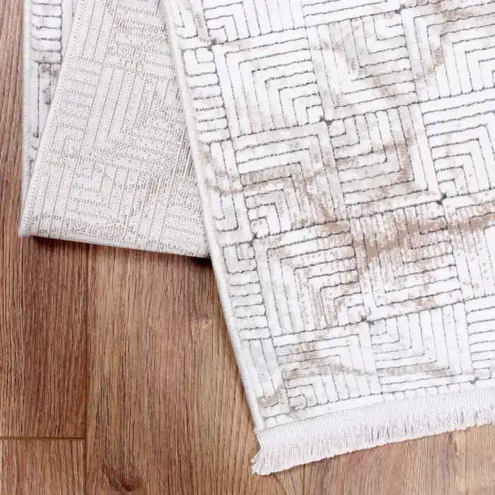 Stone ST-7 Krem Kahve Modern Desen Dekoratif Halı