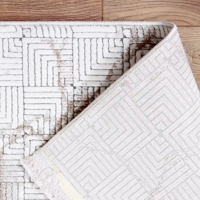 Stone ST-7 Krem Kahve Modern Desen Dekoratif Halı