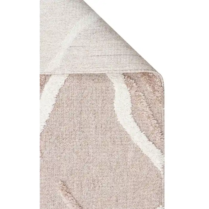 Terazzo 03 Beige White Hav Toz Vermez Yumuşak Dokulu Etnik Örgü Desenlere Sahip Modern İskindinav Halı