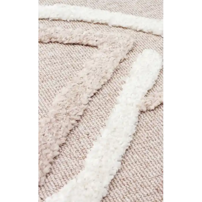 Terazzo 03 Beige White Hav Toz Vermez Yumuşak Dokulu Etnik Örgü Desenlere Sahip Modern İskindinav Halı