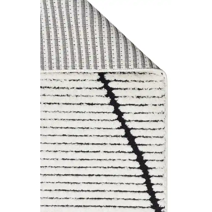 Terazzo 07 White Black Hav Toz Vermez Yumuşak Dokulu Etnik Örgü Desenlere Sahip Modern İskindinav Halı