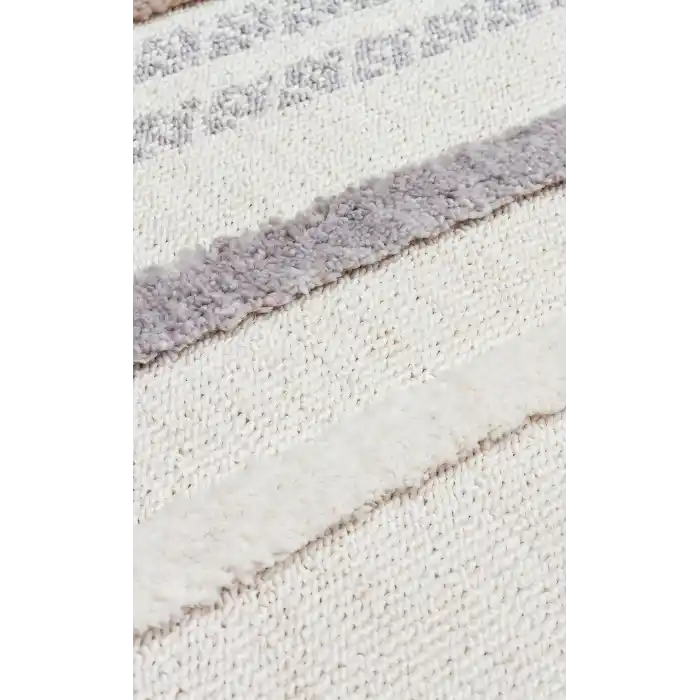 Terazzo 01 White Grey Hav Toz Vermez Yumuşak Dokulu Etnik Örgü Desenlere Sahip Modern İskindinav Halı