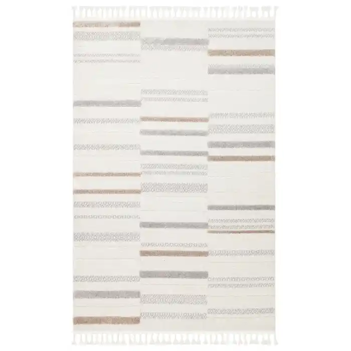 Terazzo 01 White Grey Hav Toz Vermez Yumuşak Dokulu Etnik Örgü Desenlere Sahip Modern İskindinav Halı