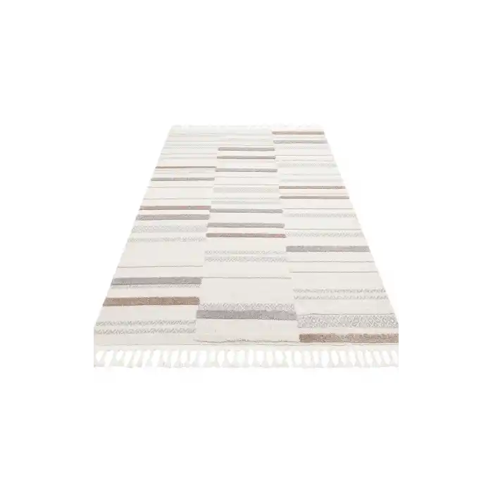 Terazzo 01 White Grey Hav Toz Vermez Yumuşak Dokulu Etnik Örgü Desenlere Sahip Modern İskindinav Halı