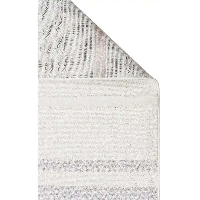 Terazzo 01 White Grey Hav Toz Vermez Yumuşak Dokulu Etnik Örgü Desenlere Sahip Modern İskindinav Halı