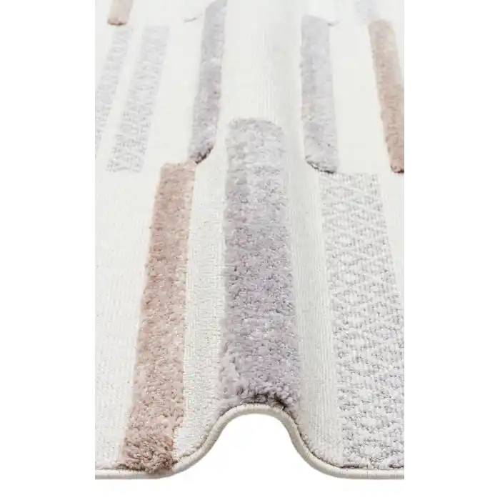 Terazzo 01 White Grey Hav Toz Vermez Yumuşak Dokulu Etnik Örgü Desenlere Sahip Modern İskindinav Halı