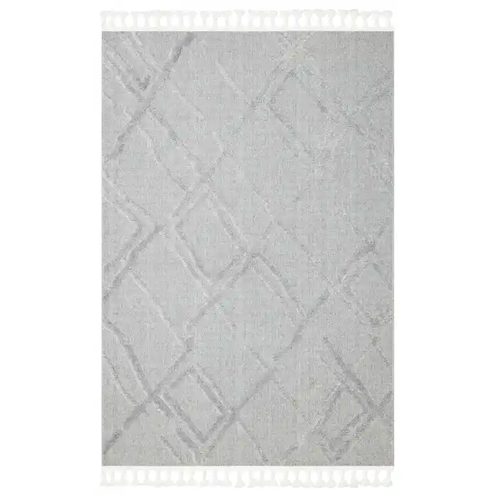 Terazzo 03 Grey Hav Toz Vermez Yumuşak Dokulu Etnik Örgü Desenlere Sahip Modern İskindinav Halı