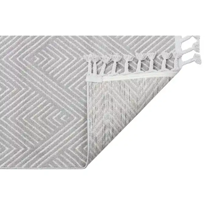 Urban 01 Grey White Etnik Desenlere Sahip Hav Toz Vermez Yumuşak Dokulu Modern Halı