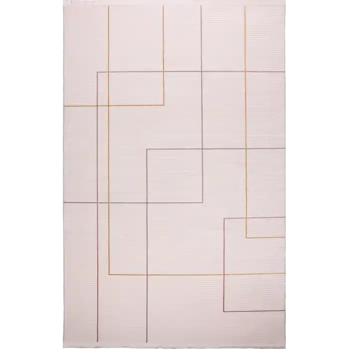 Zagreb 4328A Krem Akrilik Dekoratif Salon Makine Halısı