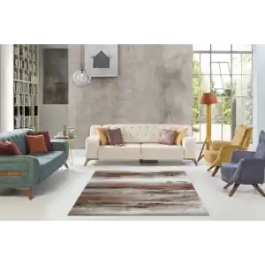 EXEN HALI 0003 Hav Toz Vermez Modern Geometrik Desenli Makine Halısı