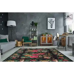 LUNA NEW HALI 0008 Otantik Geleneksel Desenli Yıkanabilir Renkli Baskı Kilim