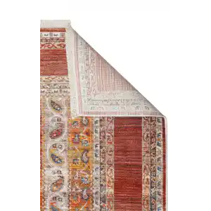 PIETRA HALI 0047 Sıcak Renk Tonlu Etnik Desenli Yumuşak Dokulu Makine Halısı